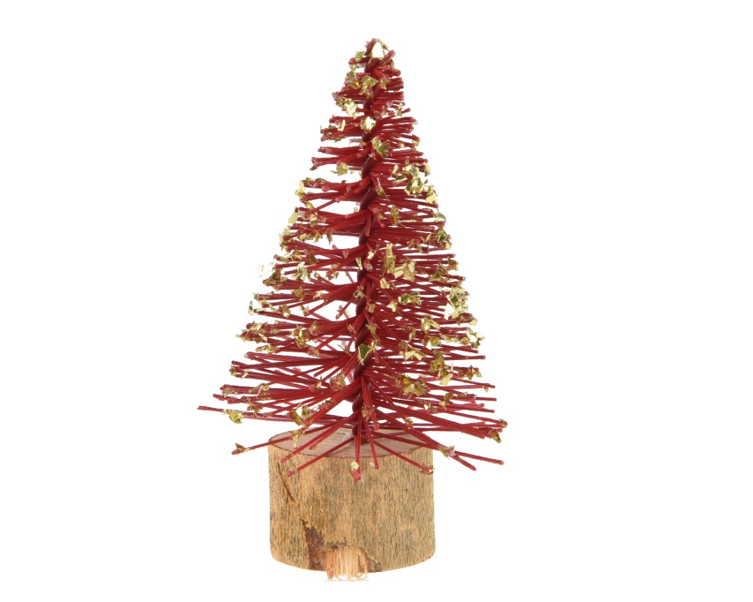 12 Mini Deko Weihnachtsbäume 8,5cm - Rot/Gold K687229
