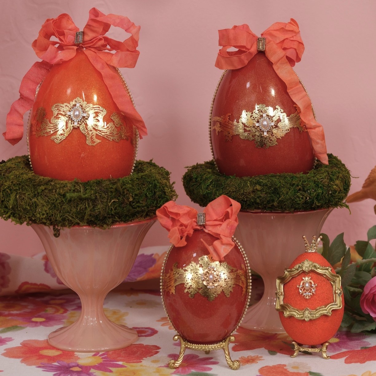 2er Set Glasschalen Creme/Orange - 11,7cm K889873-b