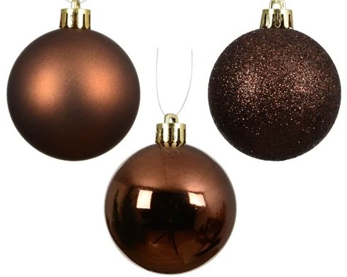 10er Set Weihnachtskugeln 6cm - Braun K021550