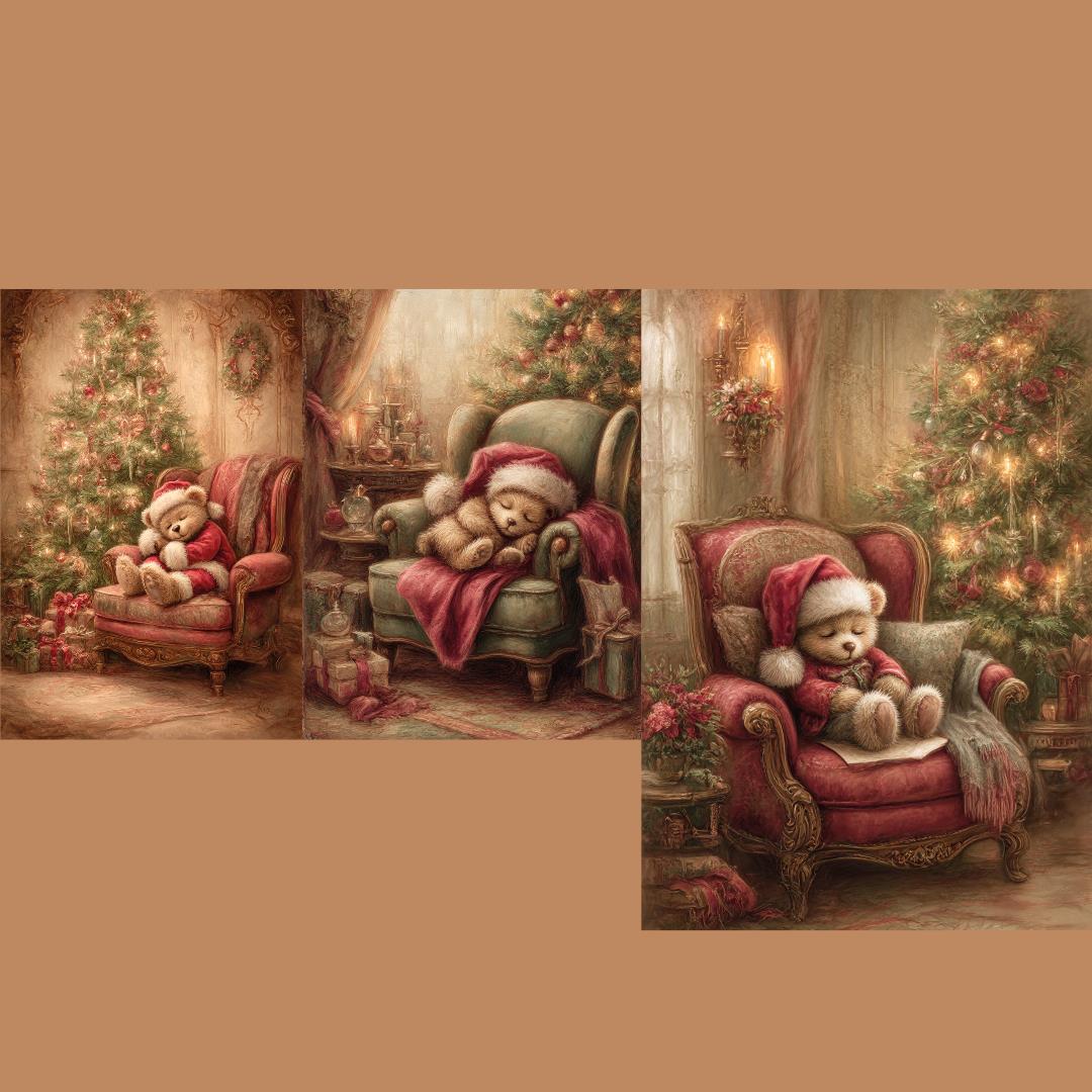 Reispapier Set "Sleeping Teddys" - 2 Bogen Teddy-13