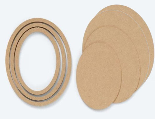 MDF Rahmenset Oval 3 Stck + 1 zusätzliche Rückwand LB-MDF699
