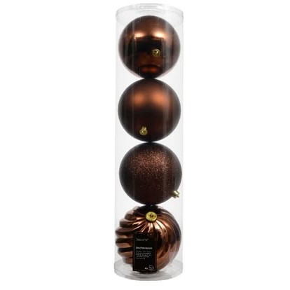 4er Set XXL Weihnachtskugeln 14cm - Braun K022835