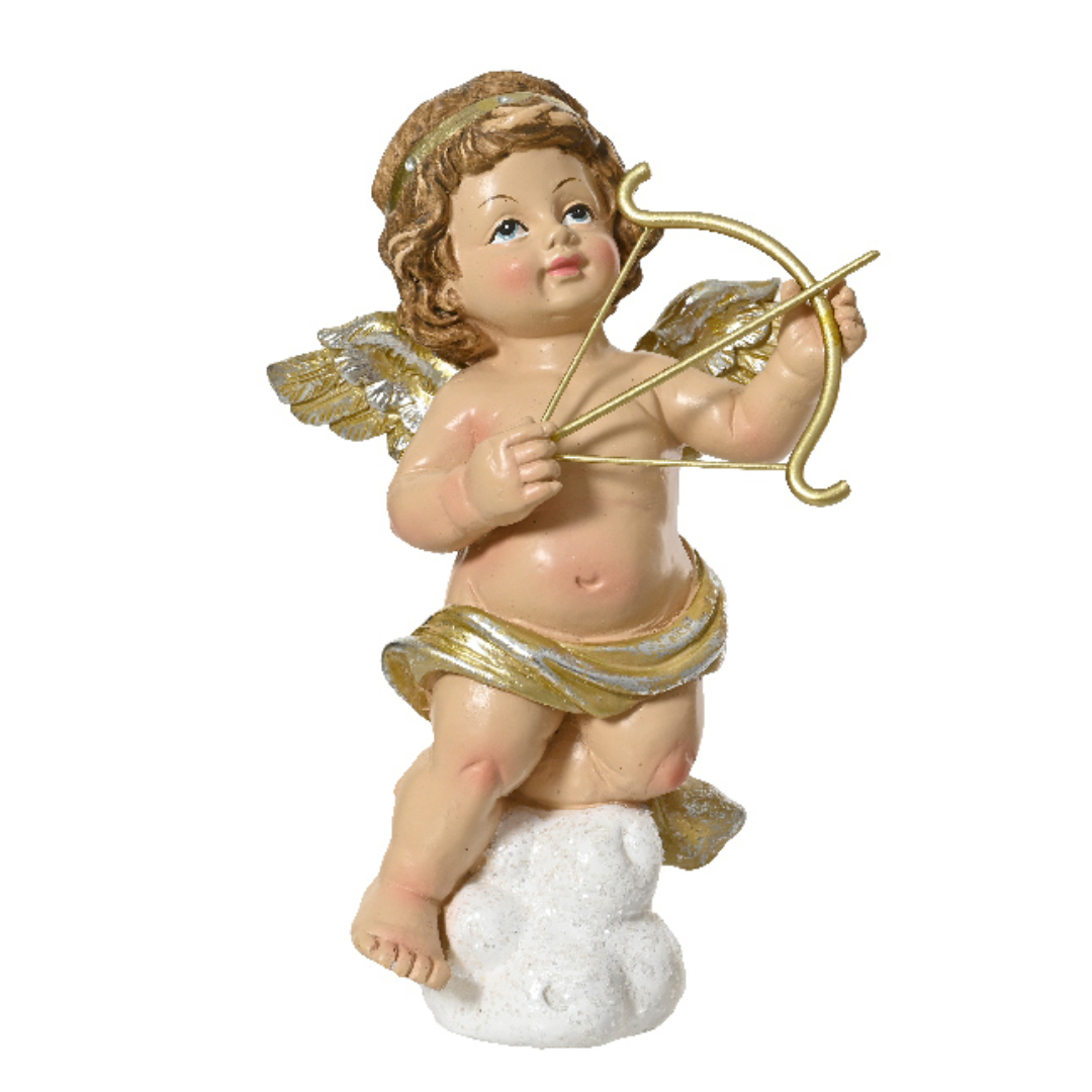 Engel mit Pfeil und Bogen Knieend – Gold – 15 cm K646682-a