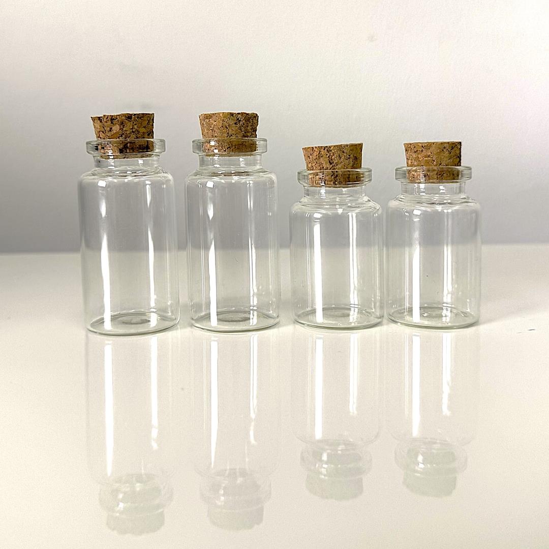 Glasfläschchen mit Korken – 4er Set (2 Größen)