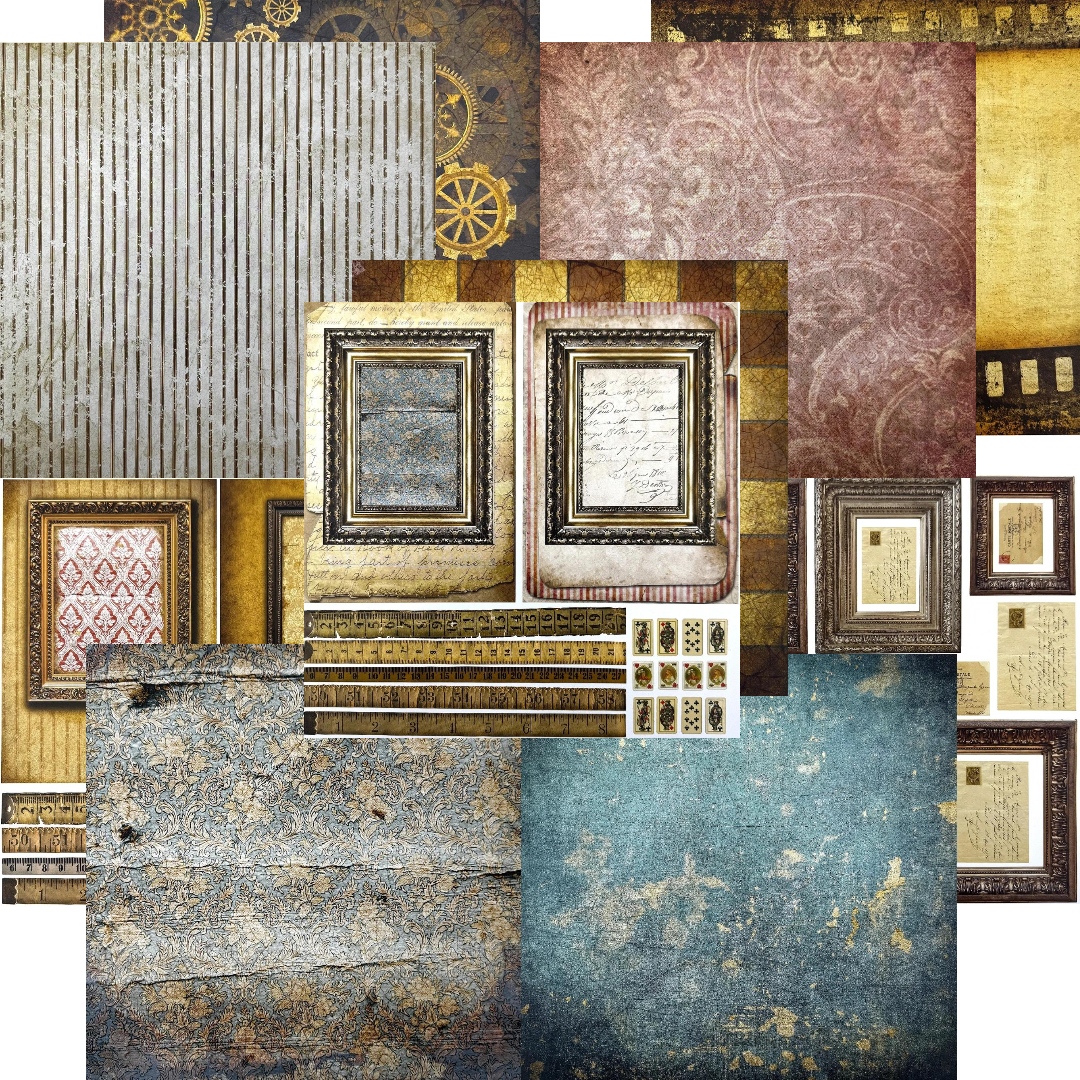 Designpapierset "Grunge" - 5 Papiere, 10 Designs LBA-Set21