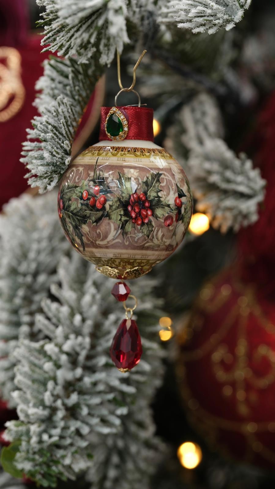 10 Weihnachtskugelanhänger - Rot