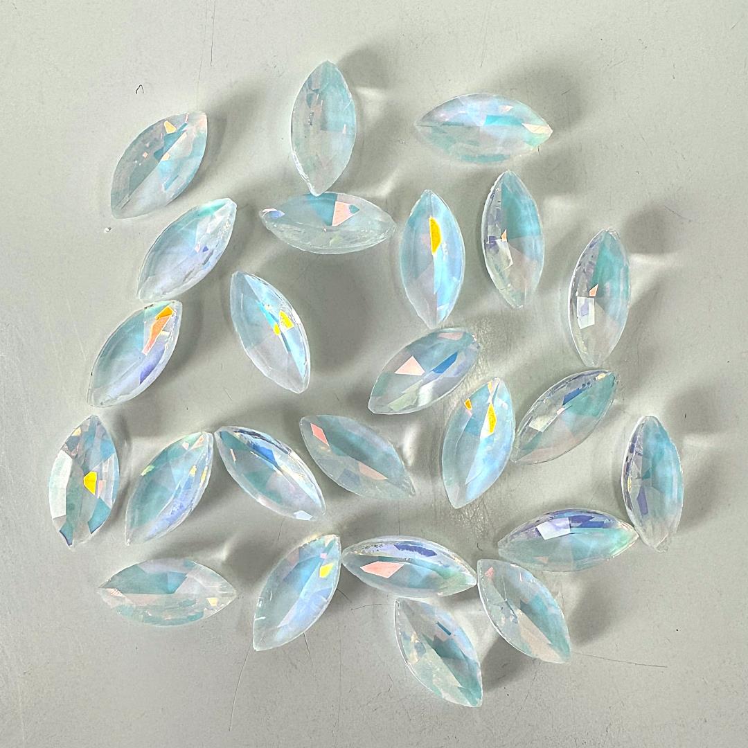 Strasssteine (ca. 100 Gram) Spitz - Aquamarin/Weiß - 1,5 cm