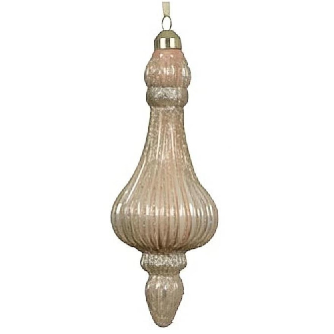 2er Set Weihnachtskugeln Glas 6x17cm - Rose K070395-b