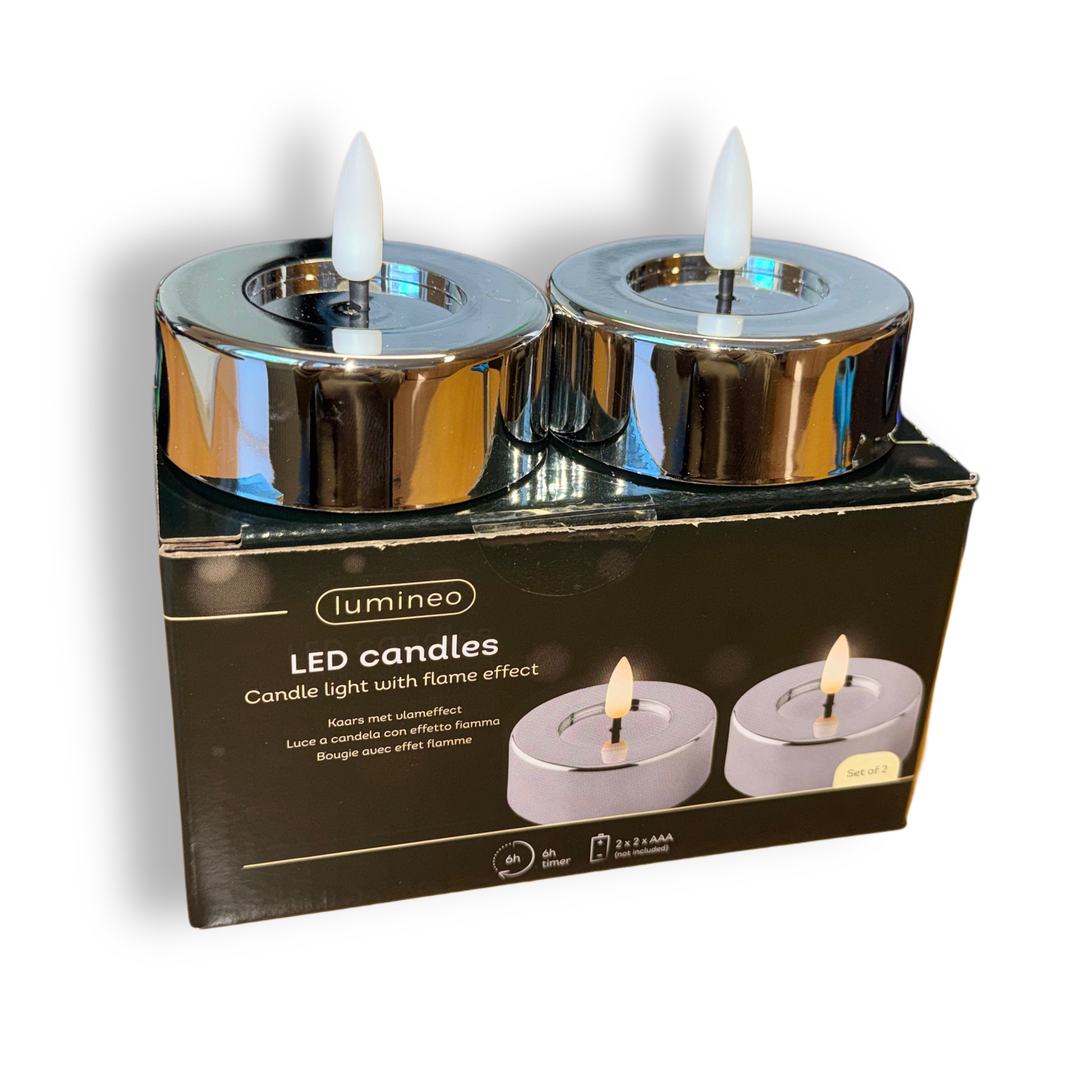2er Set LED Teelichter - silber K487387