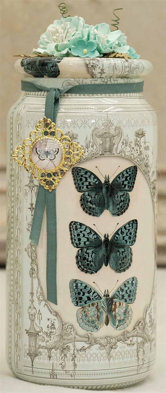 Glascabochon mit Metallrahmen gold "Raute"