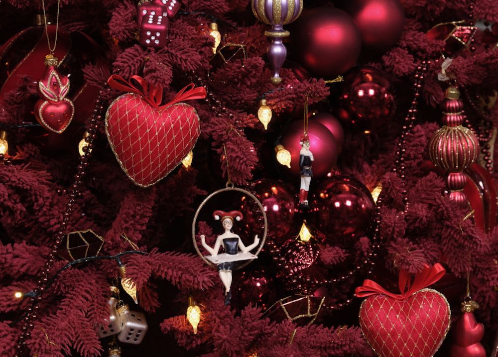 3er Set Weihnachtsschmuck aus Glas - Rot mit Gold K070606-a
