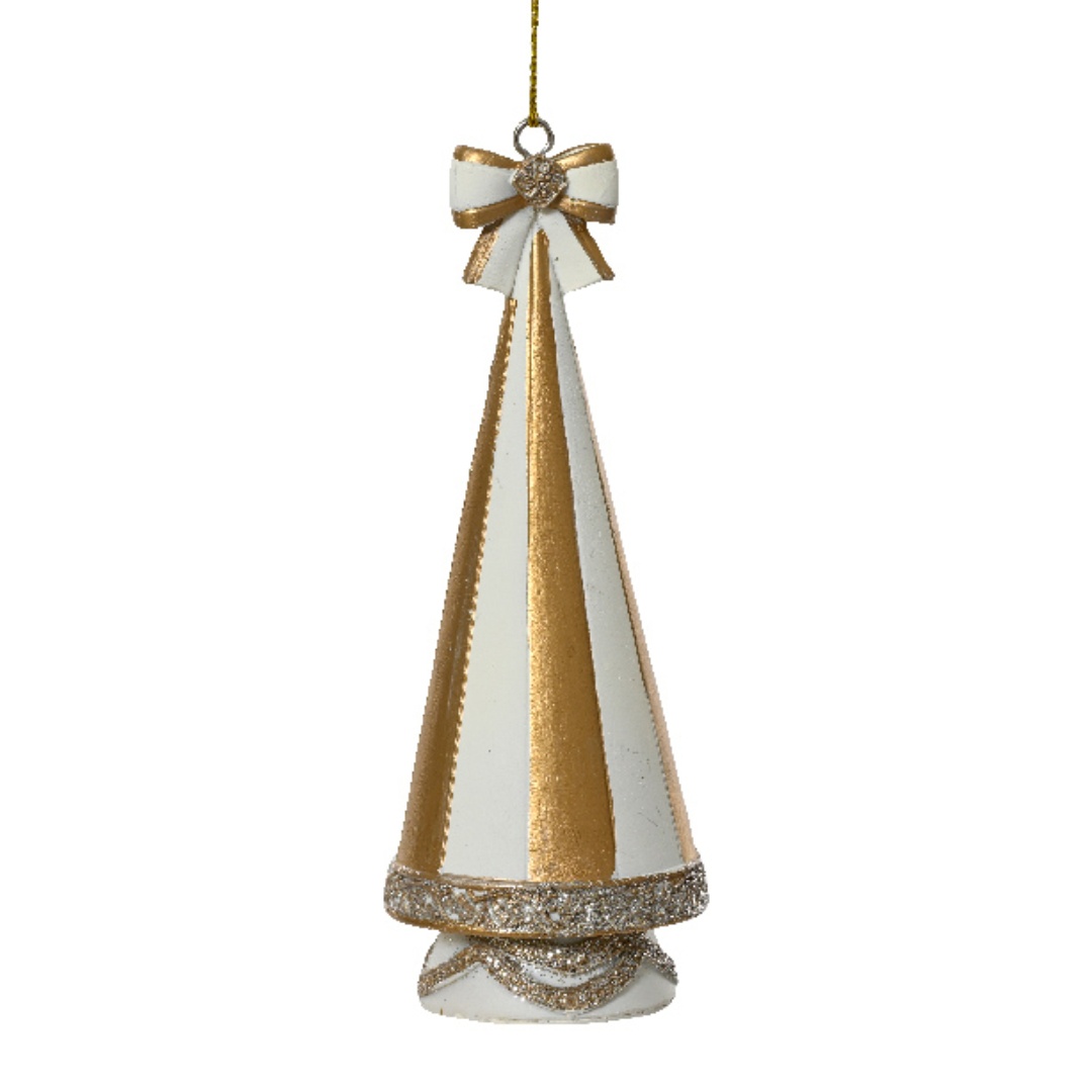 Verzierter Mini-Weihnachtsbaum "Weiß mit goldenen Linien" - 11cm K398535-d