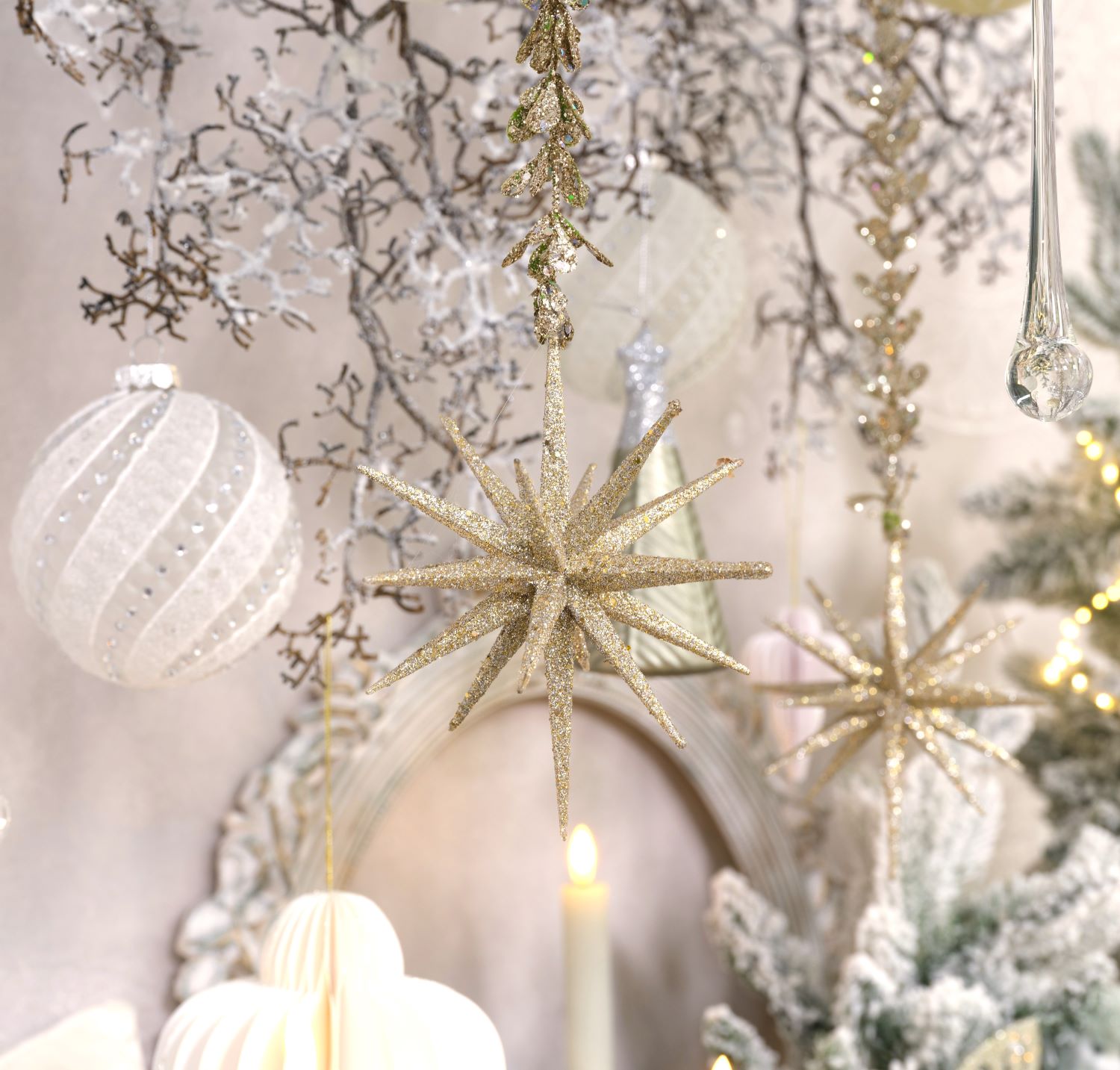 Girlande mit Glitter - champagner 1,5 meter K519197