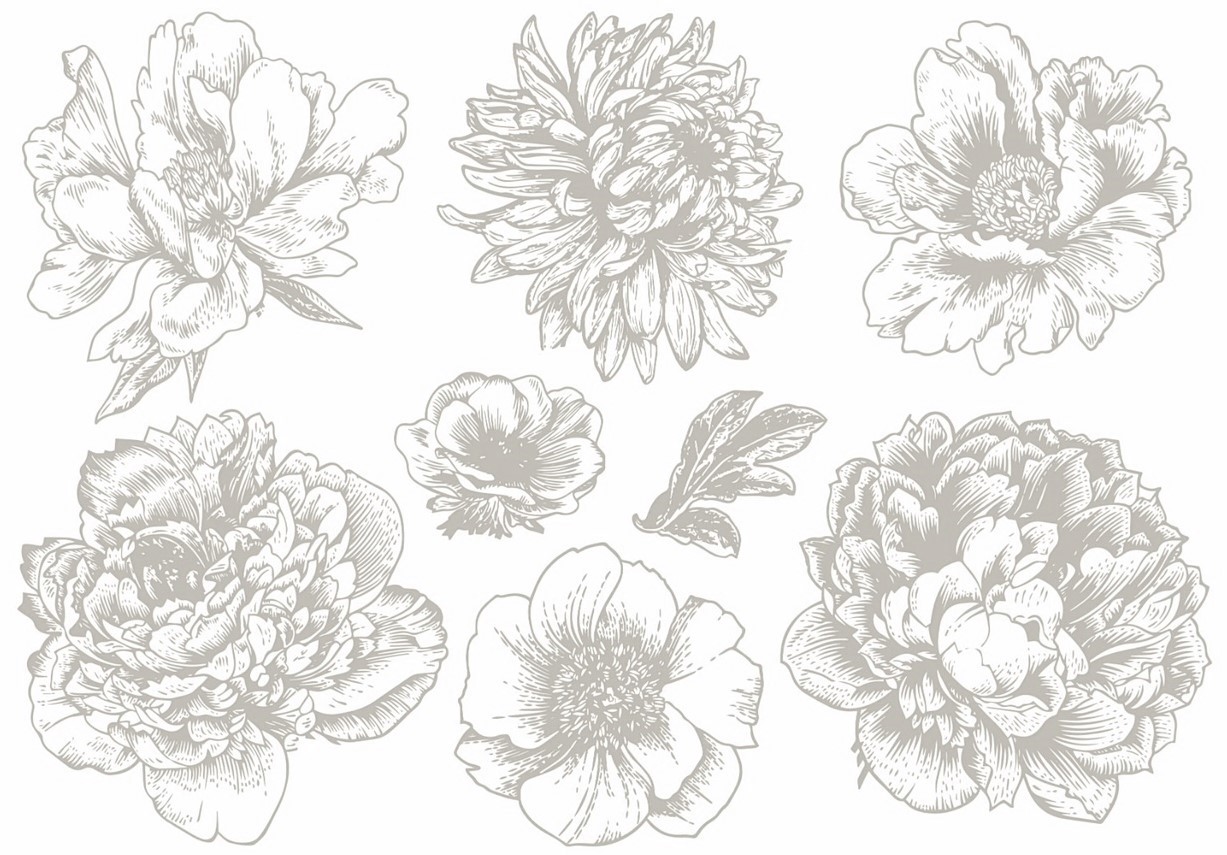 Metallic Transfermotiv "Blumen" 4 - Silber RubOn-015