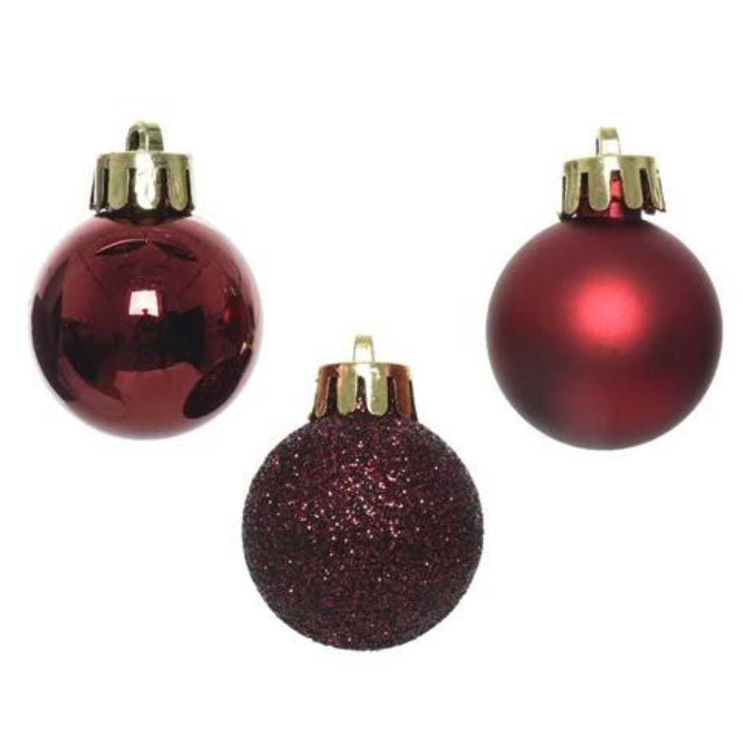 14er Set Weihnachtskugeln 3cm - Rot K020459