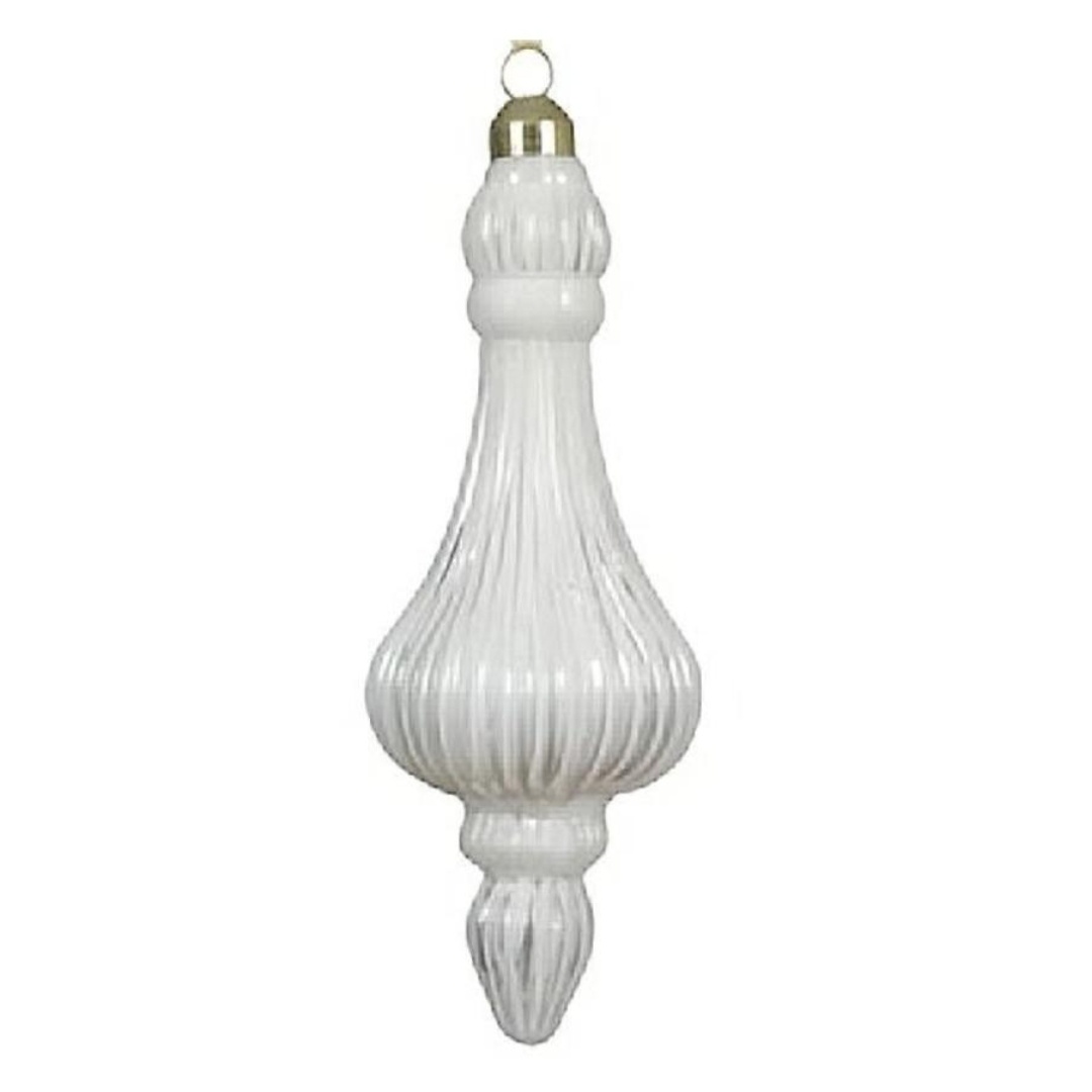 2er Set Weihnachtskugeln Glas 6x17cm - Weiß K070395-c