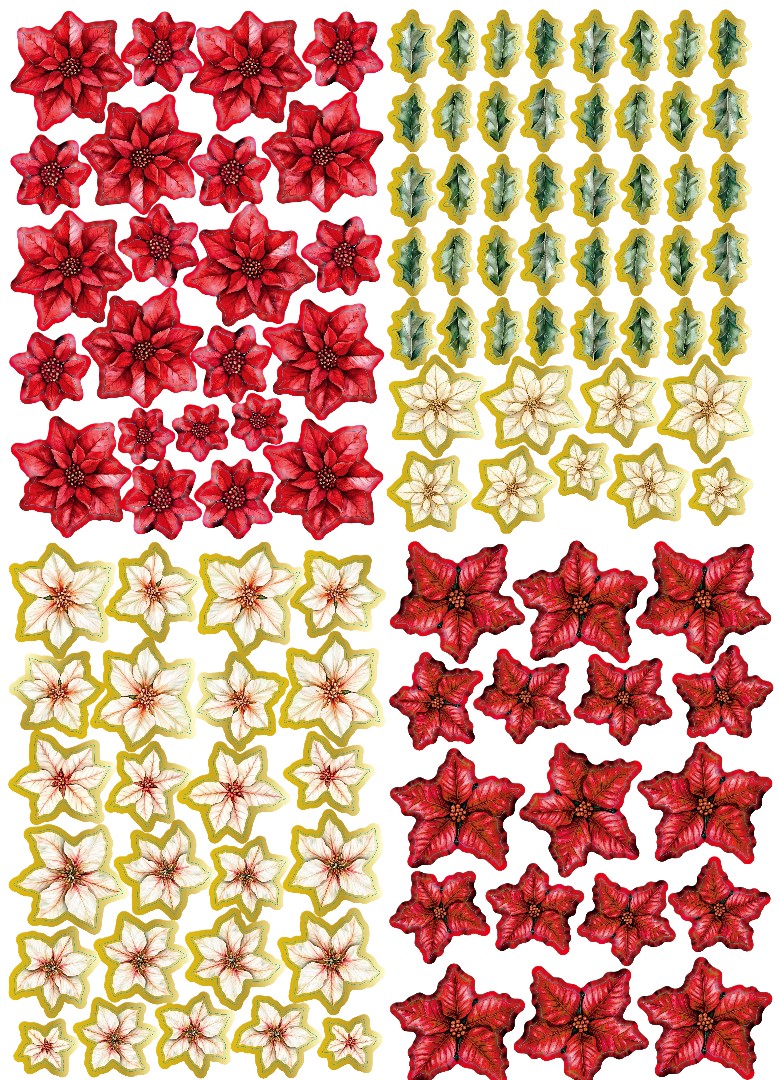 4 Bogen Folienblumen Rot & Gold "Weihnachten 2025" Teddy-05