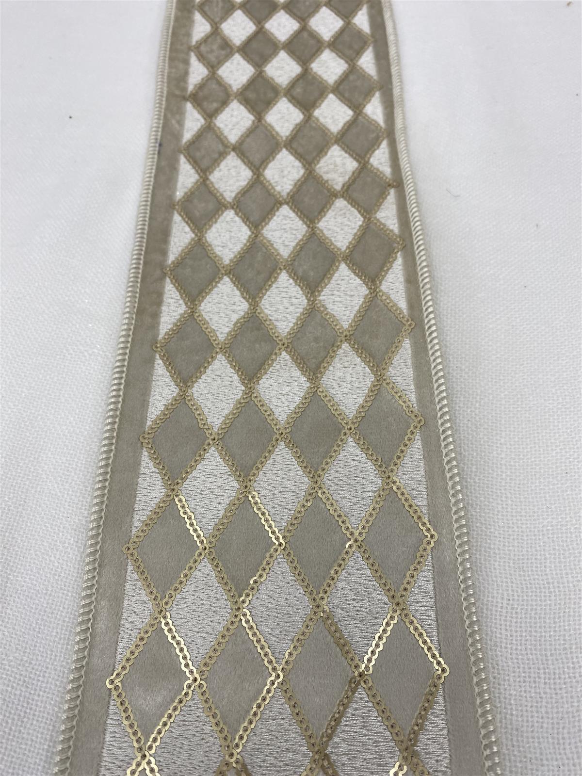 1,5m Schleifenband mit Karos - silber/gold / OCFP28852s