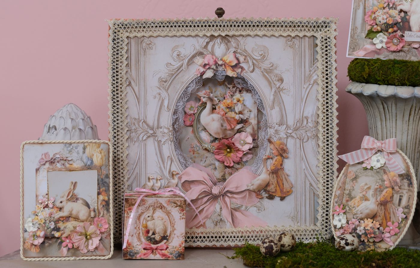 Kleines Papierset "Spring / Ostern" - 4x Papiere, 4x Tags, 1x Gelaserte Elemente