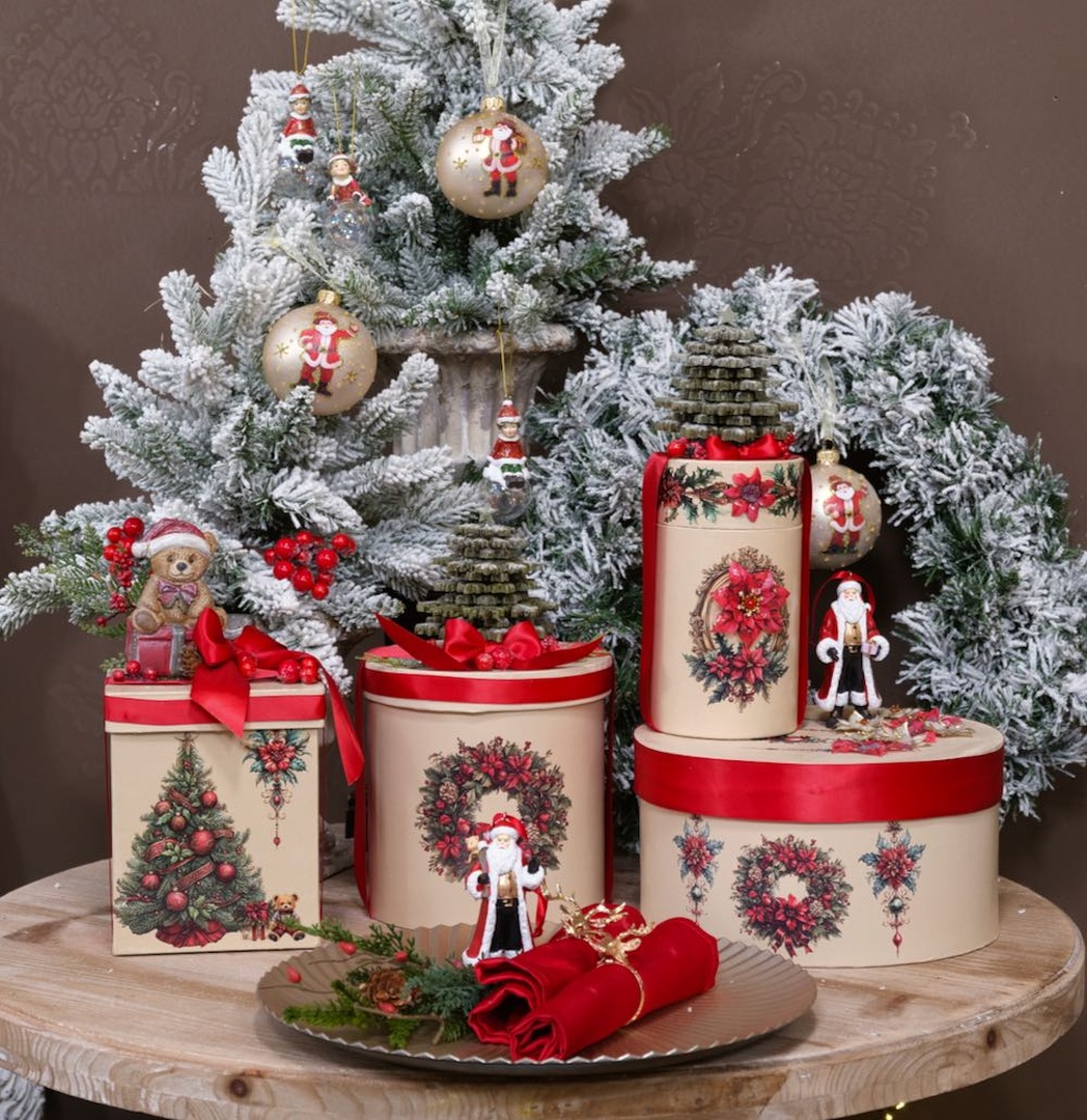 Deko-Anhänger "Weihnachtsmann mit Geschenk" – Rot/Gold/Lila 537513-a