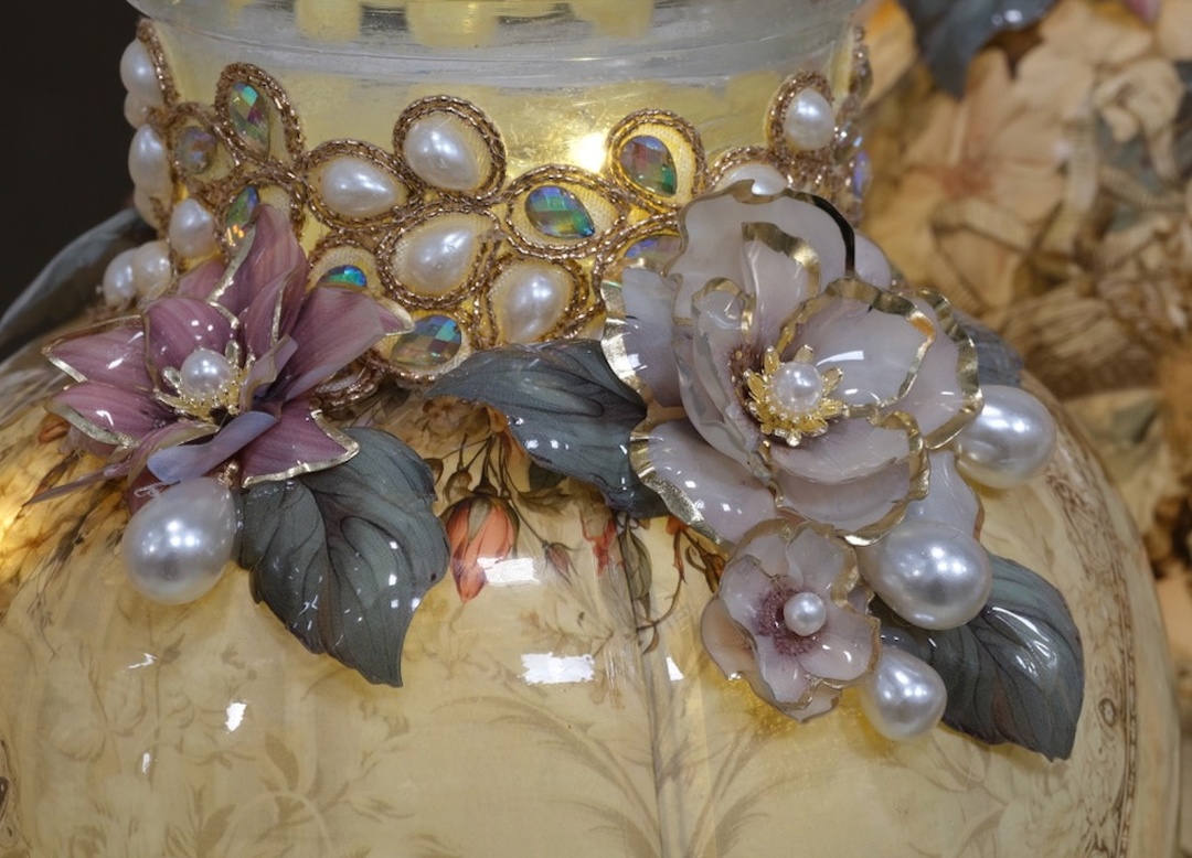 4 Bogen Folienblumen "Allegra" mit Goldfolienbedruckung
