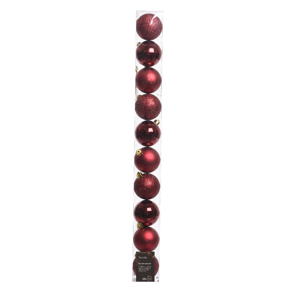 10er Set Weihnachtskugeln 6cm - Rot K020173